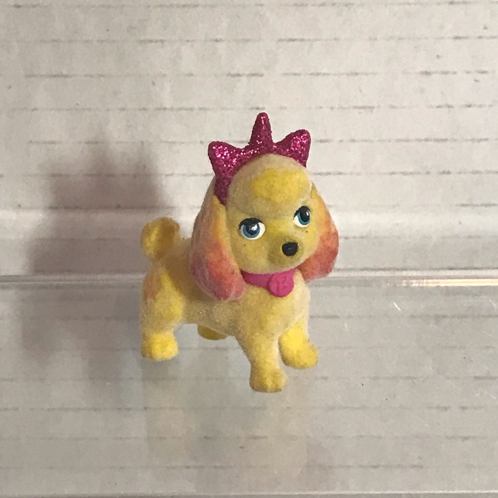 Mattel Barbie Glam Puppy Flocked Yellow and Pink Dog Figure